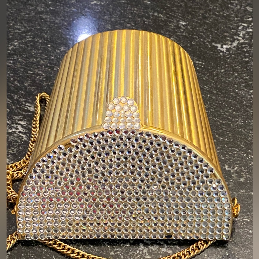 Rhinestone gold evening bag